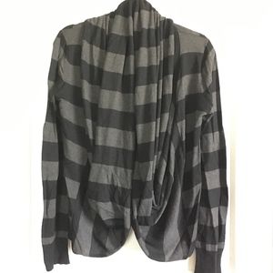 BCBGMaxAzria Striped Cardigan, Black/Gray, Medium